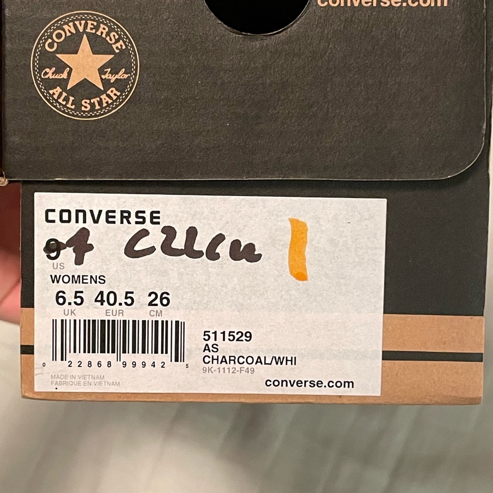 Women’s Size 7 Charcoal Converse Low-Tops - Picture 7 of 7